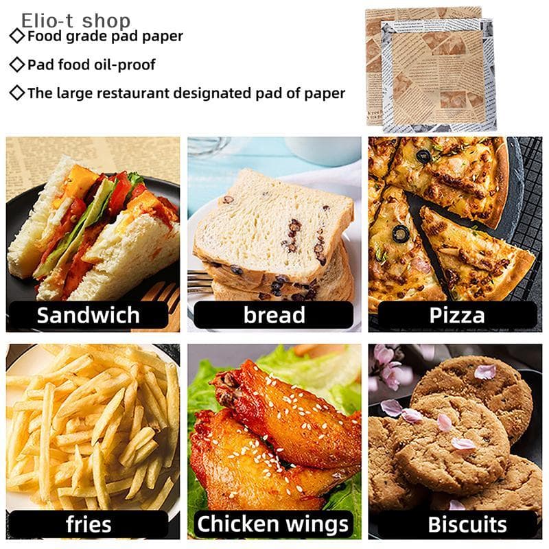 Elio-t 30 Folhas De Papel De Cera À Prova De Óleo , Para Embrulho De Alimentos , Pão , Sanduíche , Hambúrguer , Batatas