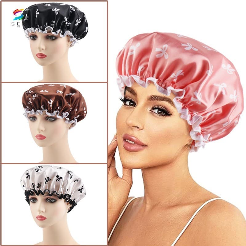 Touca De Banho Impermeável Espessada-Capa De Cabelo De Camada Dupla Para Cozinha E Banheiro