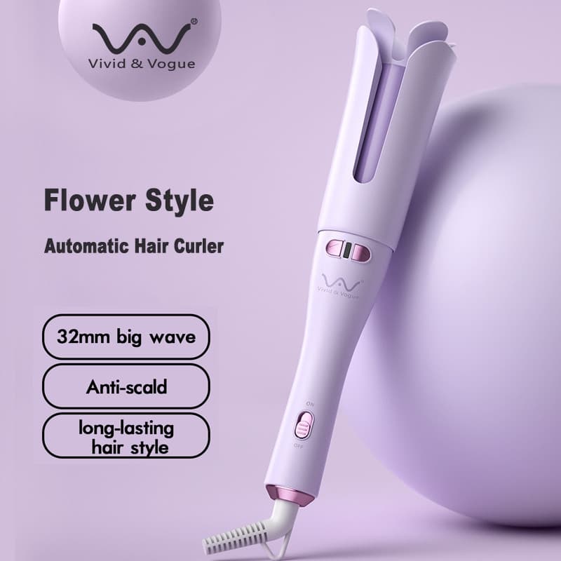 Vivid & Vogue Anti-Queimadura Modelador Automático Estilo Flor De Cabelo Cerâmico 32mm