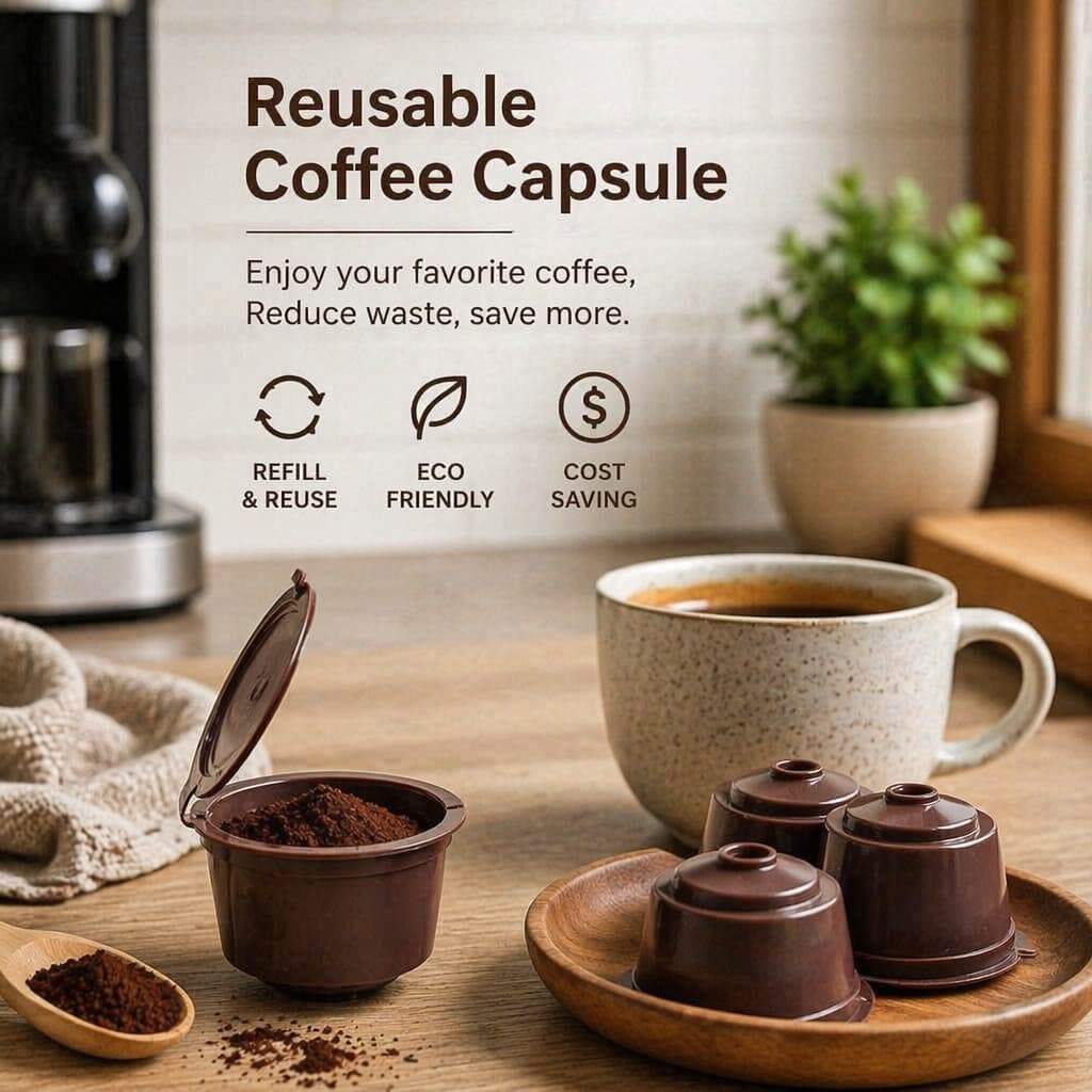 3 Pcs Cápsulas Reutilizáveis com Filtro de Cápsula de Café Recarregável - Redução de Lixo