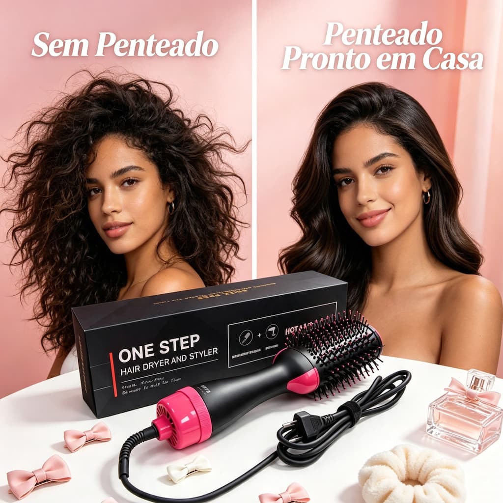 Escova Secadora Elétrica 110V com Função Alisador e Modelador 3 em 1