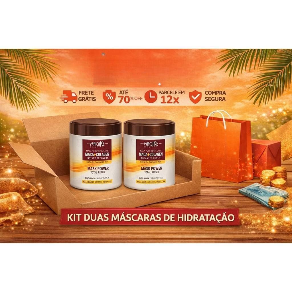Super kit para revenda – 2 máscara 500g  Macadâmia  e Colágeno – Nutrição, Reconstrução, Liso absoluto