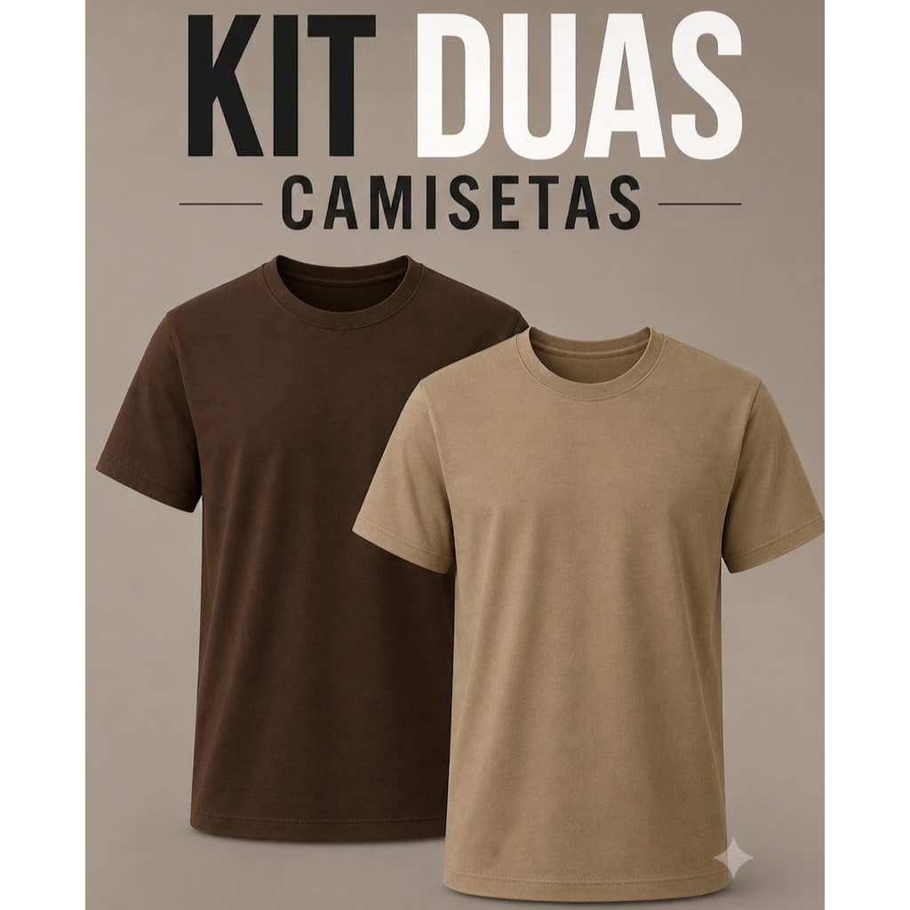 Kit 2 Camisetas Masculina Básica T-shirt Slim 100%  Algodão Promoção Tradicional Marca Qualidade