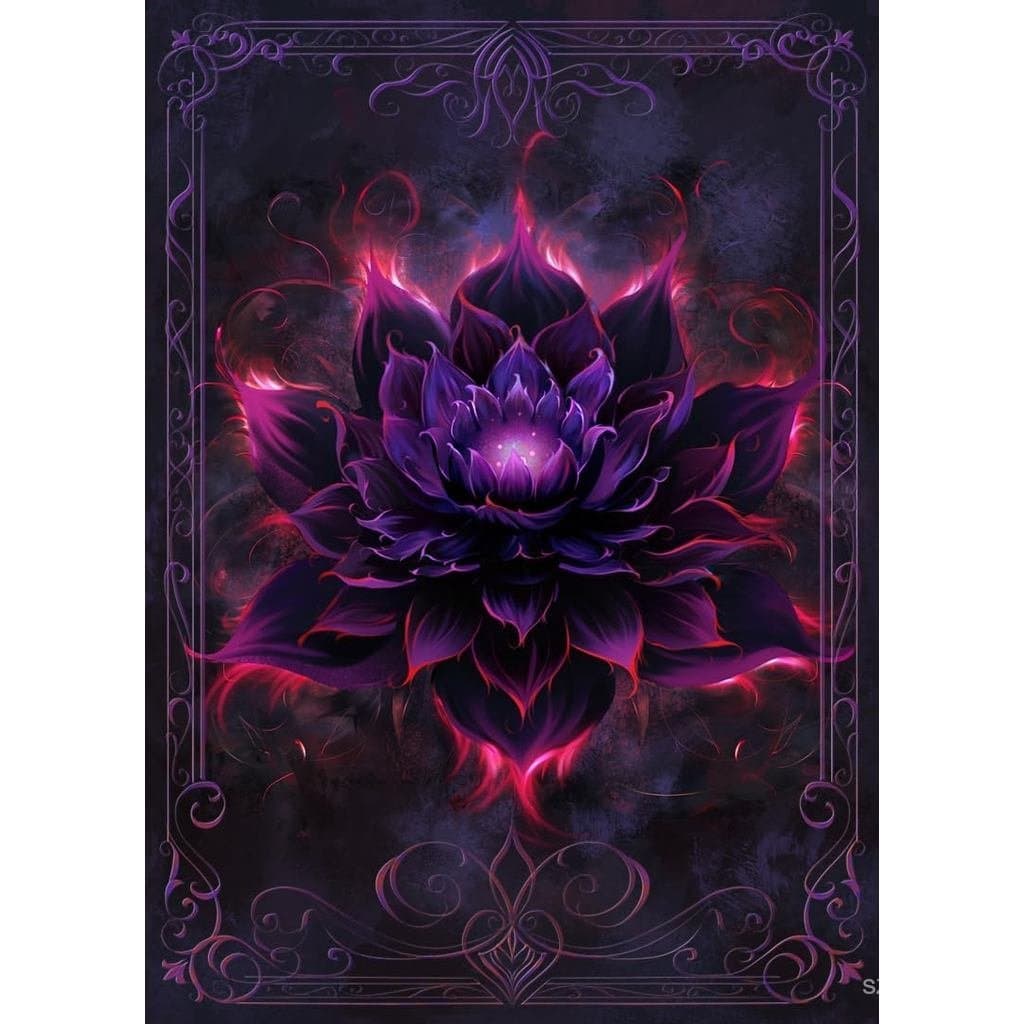 Protetores de Cartas MTG 100 Unidades (Crimson Black Lotus), Protetores de Cartas com Acabamento Fosco, Parte Traseira F