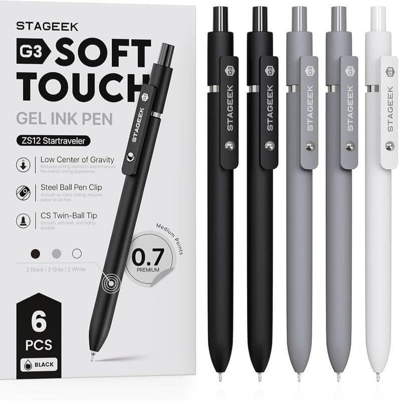 Canetas Gel Pretas, 12 Peças de Canetas Gel de 0,7mm com Ponta Fina e 3 Refis Extras, Conjunto de Canetas Gel Retráteis