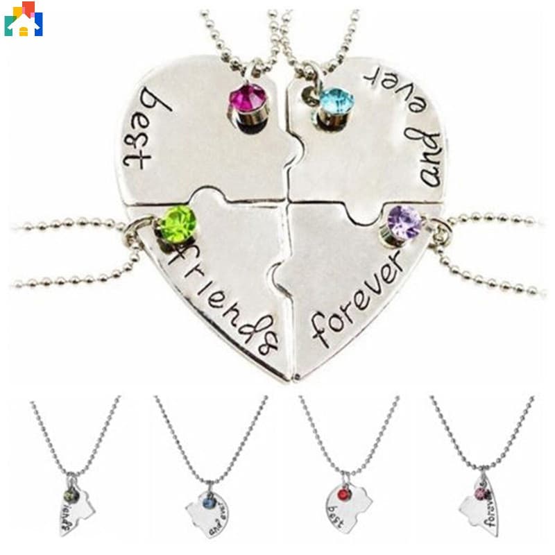 Conjunto de 3/4 peças de colares de amizade com strass para amigas, colares femininos com pingente de quebra-cabeça em f