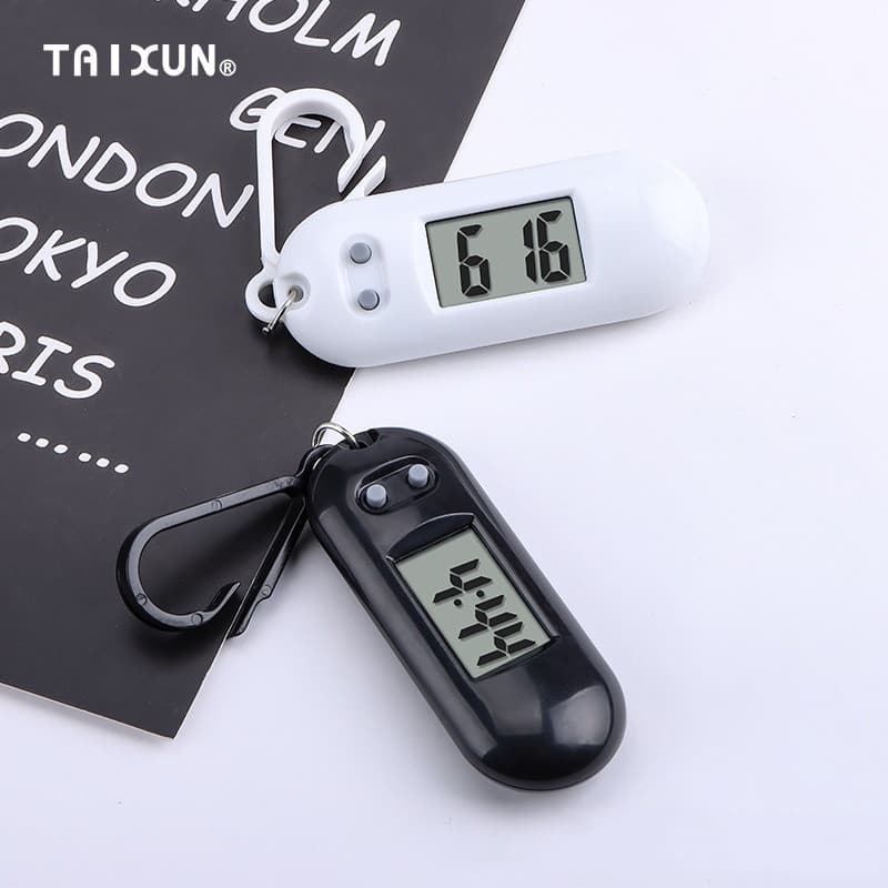 Mini Relógio de Bolso Eletrônico Silencioso, Display Digital Portátil, Material ABS, Relógio de Mesa Pendurável, Chaveir