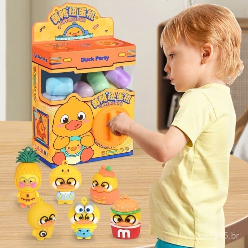 Nova máquina de gashapon infantil para o Dia das Crianças, com pequenos dragões de leite e patinhos amarelos, máquina de
