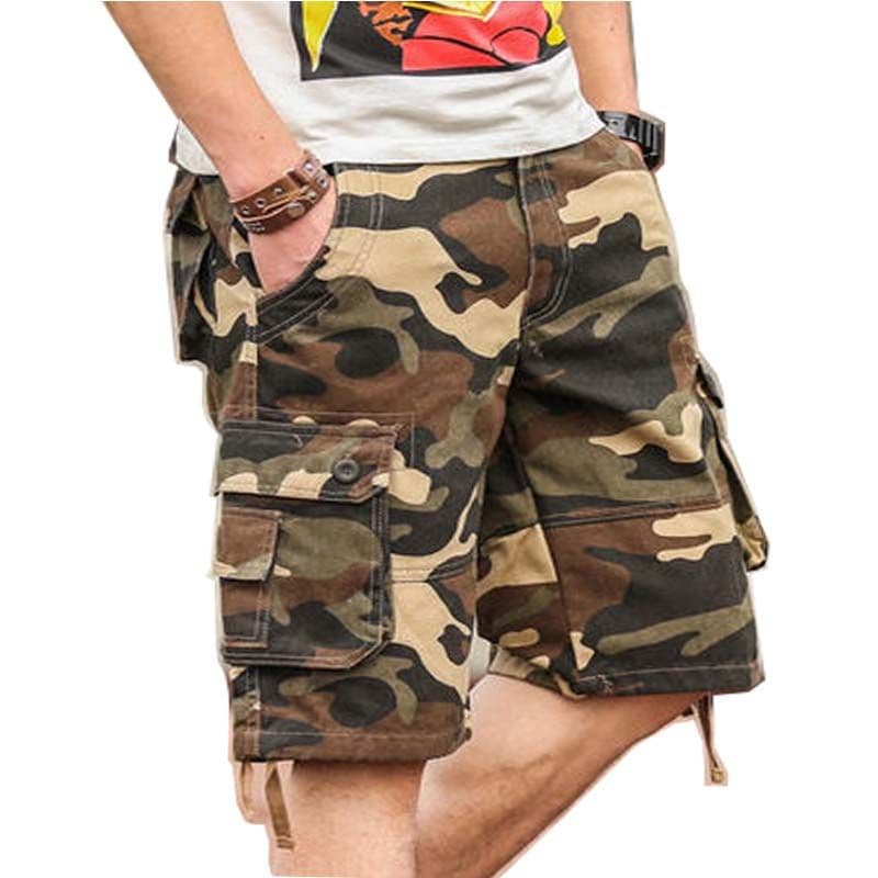 Calças de Algodão Camufladas de Verão para Homens, Calças Casuais de Praia YAUS OQKF