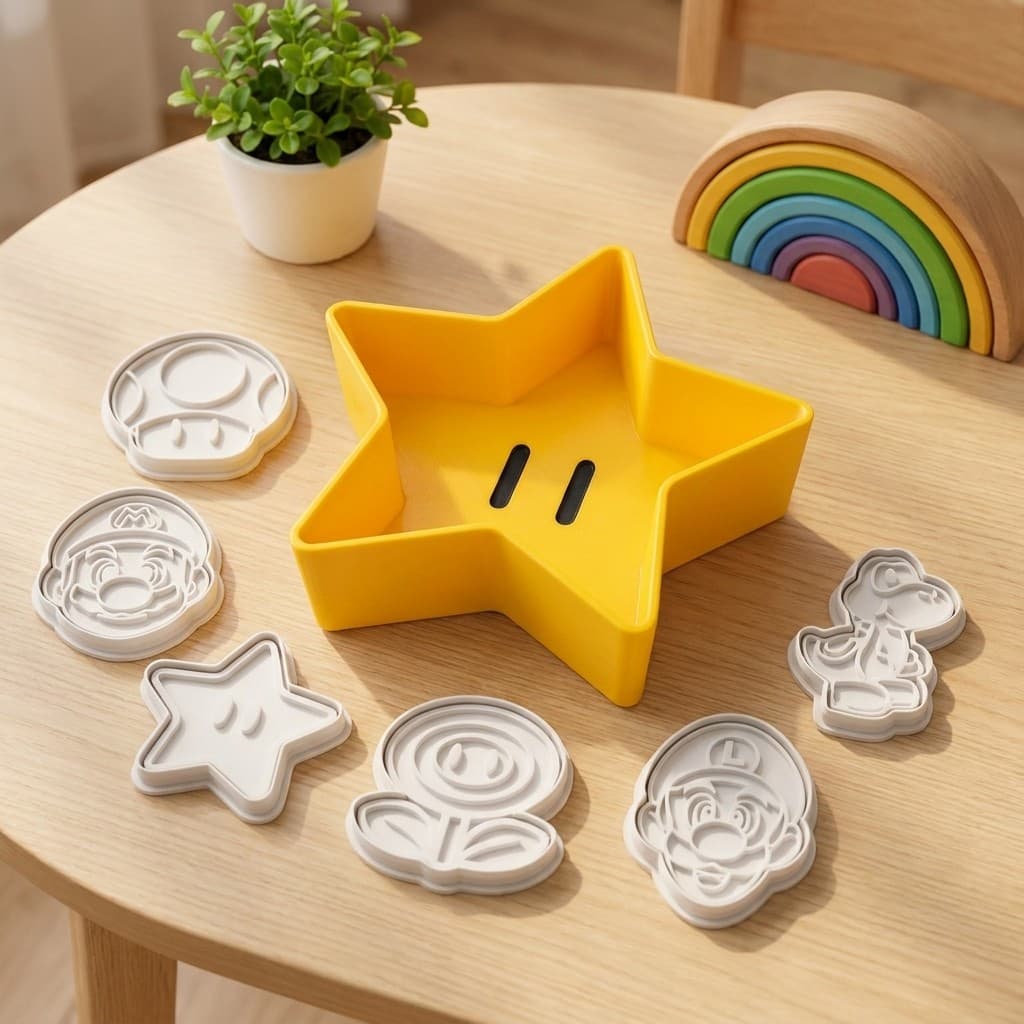 Kit Super Mário de  Tigela Estreka + 6Cortadores de Biscoito Decoração, Festa e Confeitaria