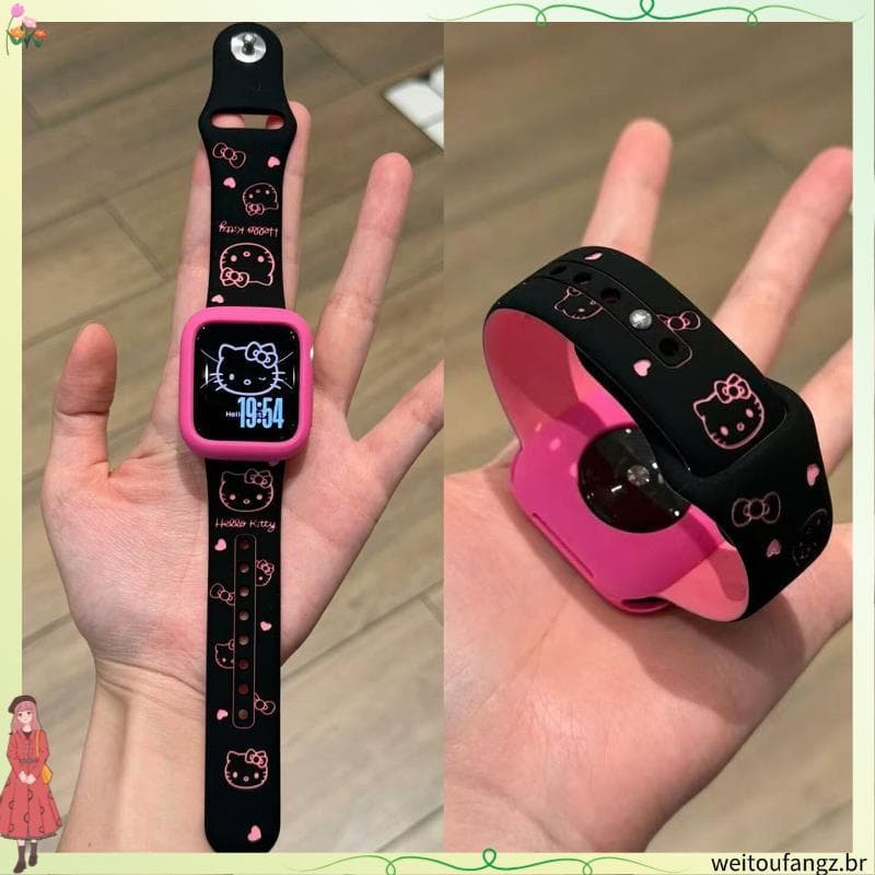 Pulseira de Silicone iWatc h em relevo Heart Kitty adequada para AppleWatch Apple S11 Watch 10a geração Universal