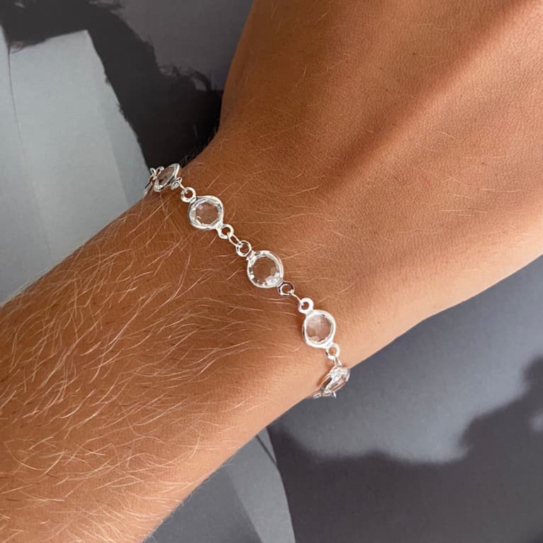 Pulseira Feminina Pedra Zircônia Cristal A Prata 925