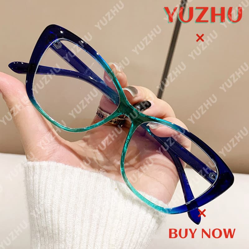 (YUZHU) Óculos Retro Anti-Luz Azul Gradiente De Borboleta De Olho De Gato Com Moldura Estilo INS