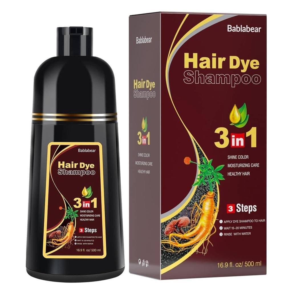 Shampoo Bablabear para Cabelos Castanho Escuro para Cabelos Grisalhos 500ML, Shampoo de Coloração Instantânea para Homen