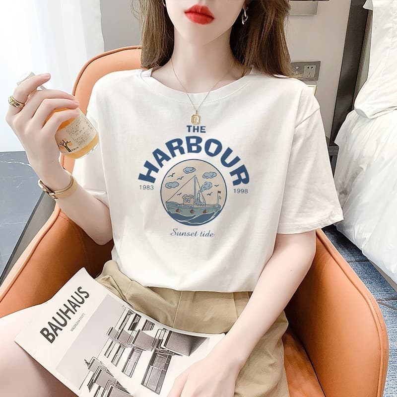 Produtos em estoque pronto entrega no mesmo dia puro algodão manga curta camiseta feminina verão novo estilo feminino so
