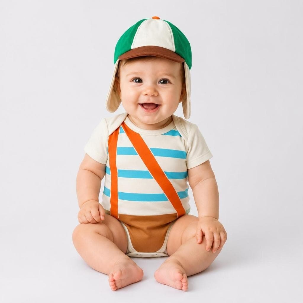 Body Bebê Chaves Com Boina Fantasia Temática Infantil