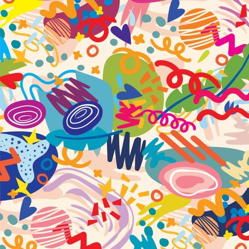 Papel Presente Bobina Couche 60CM. MOD.333 Rabiscos Colorid BO-100MTS