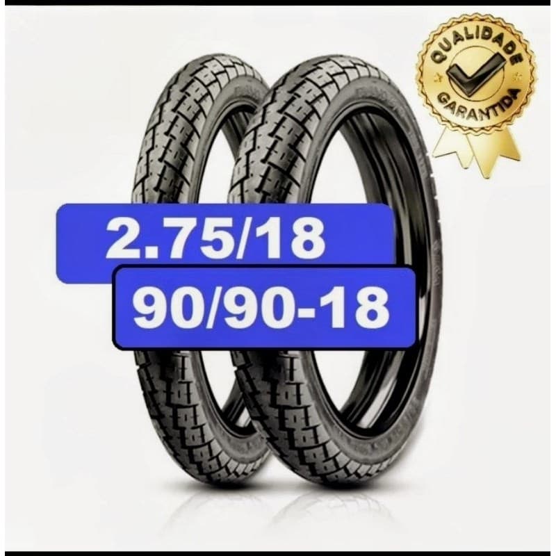 PAR PNEU DE MOTO CG 125 TITAN 150 FAN 160 HONDA YBR YAMAHA PROMOÇÃO BORRACHA PREMIUM