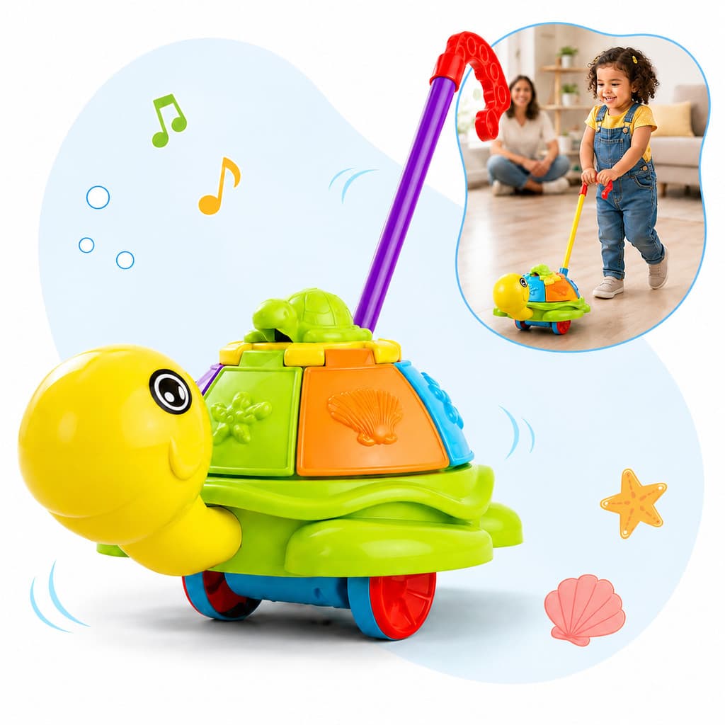 Tartaruga De Empurrar Push Plane Bebê Infantil Empurrador Andador Tartaruga Com Som Ajuda Nos Primeiros Passos Kizumba