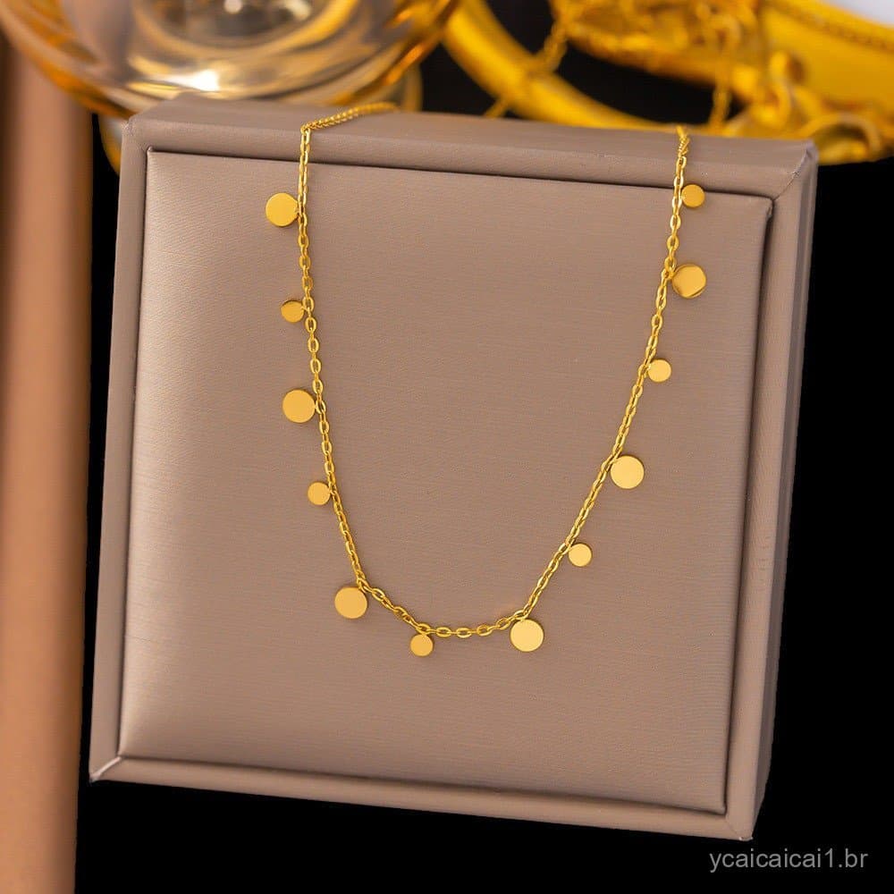 chocker textura vento frio nicho colar disco pequeno colar clavícula clavícula cadeia titânio aço meninas joias versátei