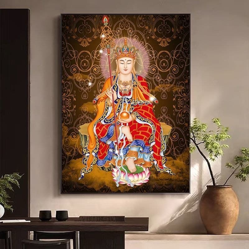 Nanwu Ksitigarbha Bodhisattva Ponto Cruz 2025 Salão de Buda Adoração Sala de Estar Entrada Ksitigarbha Pintura Buda Arte