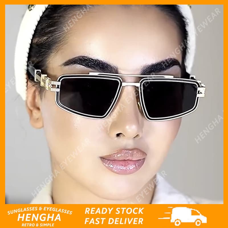 (HENGHA) Armação Metálica Moderna Estilo Piloto Ponte Dupla Sunnies Euro-Americana Nova Chegada Retrô Unissex , Óculos D