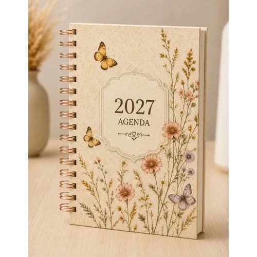 Agenda Planner 2027 Vintage 2 Dias Por Página Planejamento Mensal Flores Floral Campestres 2027 Presente