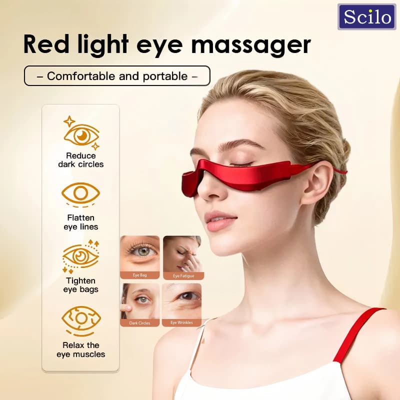 2026novo 2.0 massageador de olhos com luz vermelha 3D banhado a prata, alivia bolsas para os olhos e rugas de olheiras.