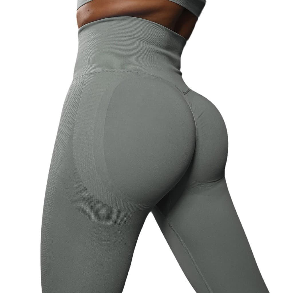 [Estoque pronto] Sem costura Smiley Face cintura alta magro yoga Wear pêssego nádegas treinamento calças de yoga esporte
