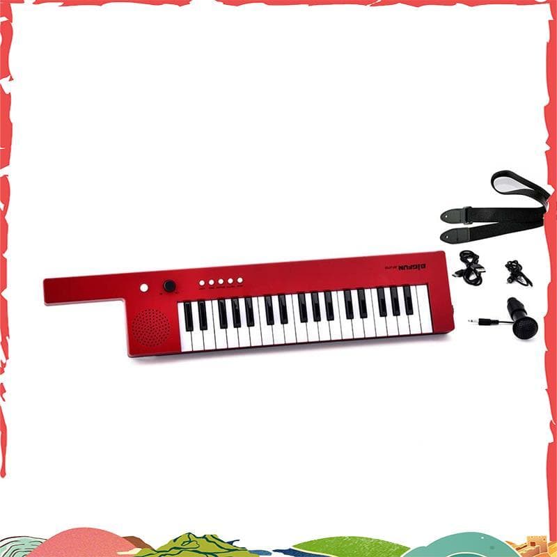 Portátil 37 Teclas Teclado Eletrônico Piano Mini Órgão Estilo Guitarra Musical , Vermelho