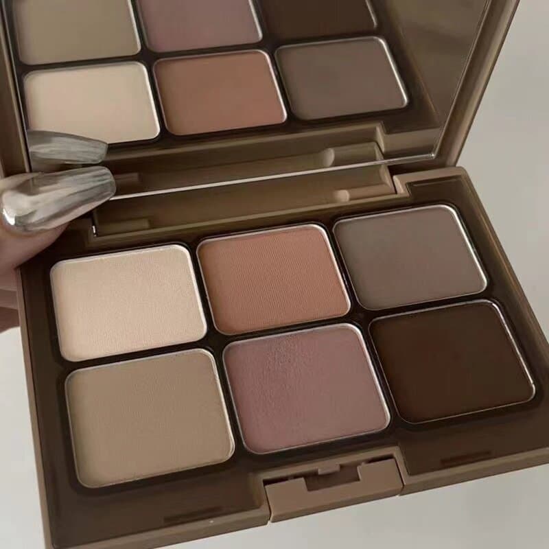 HERORANGE Paleta abrangente de sombras de seis cores, Blush, contorno, destacando paleta multifuncional, cor terra, maqu