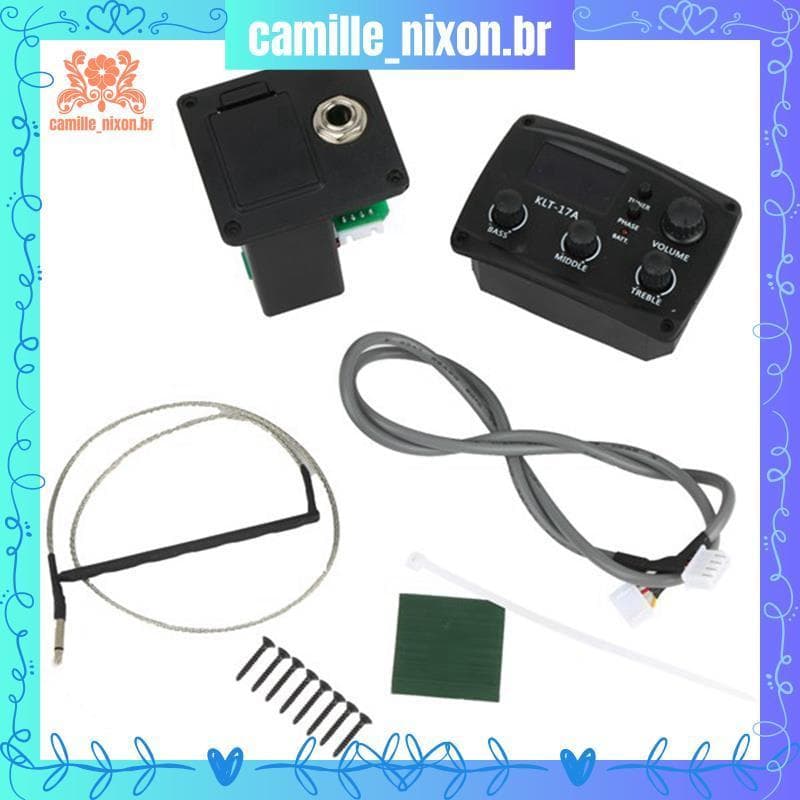 [camille_nixon.br] Pré-Amplificador De Equalizador De Guitarra Acústica Com Afinador De Procedimento Digital 3 Bandas Ca