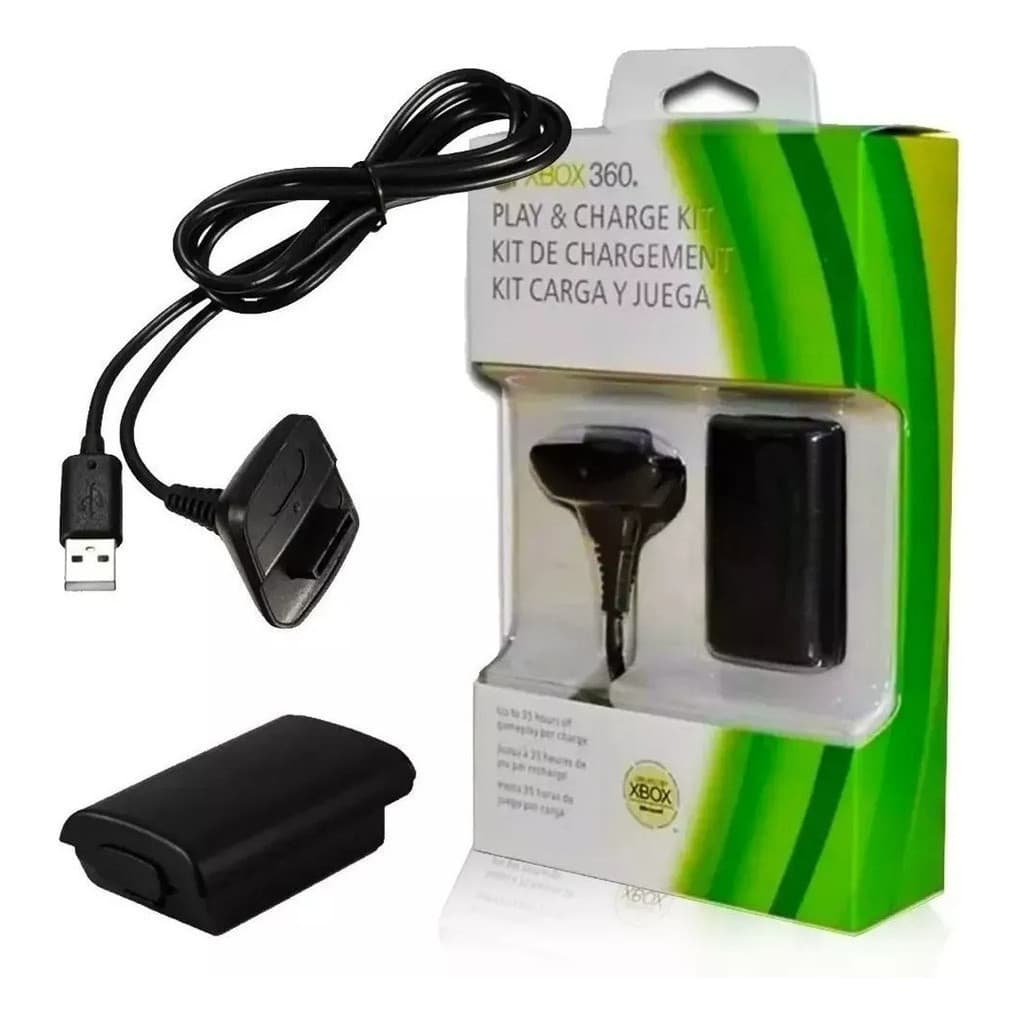 Kit 1Bat. P/ Controle Xbox 360 + 1 Cabo Carregador 1.4m