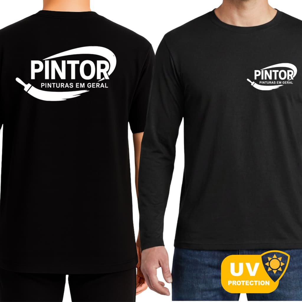 KIT 2 Camisetas Pintor Profissionais Leves Respiráveis Manga Curta Longa Segunda Pele UV50+