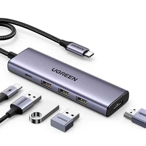 Hub USB UGREEN USB-C com 3 portas USB-A 3.0, HDMI 4K 60Hz e USB-C 100W - 15597