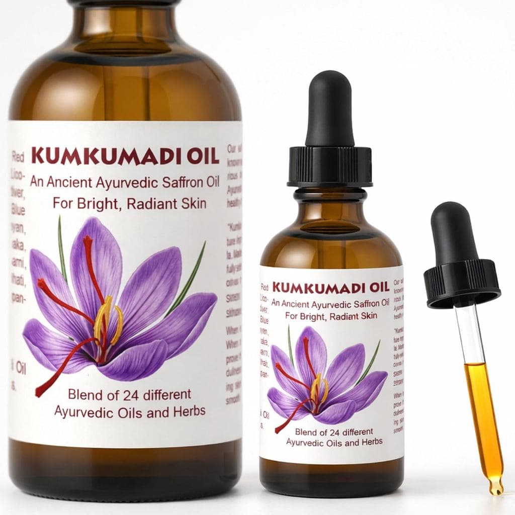 Óleo Facial Kumkumadi da Nature's Cosmetics com Açafrão – Óleo Facial Ayurvédico para uma Pele Radiante e Uniform
