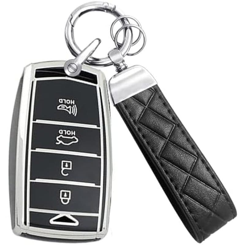 Capa Para Chave Fob Adequada Genesis G80 G90 G70 TPU Protetora De Chaveiro 4 Botões B Preto