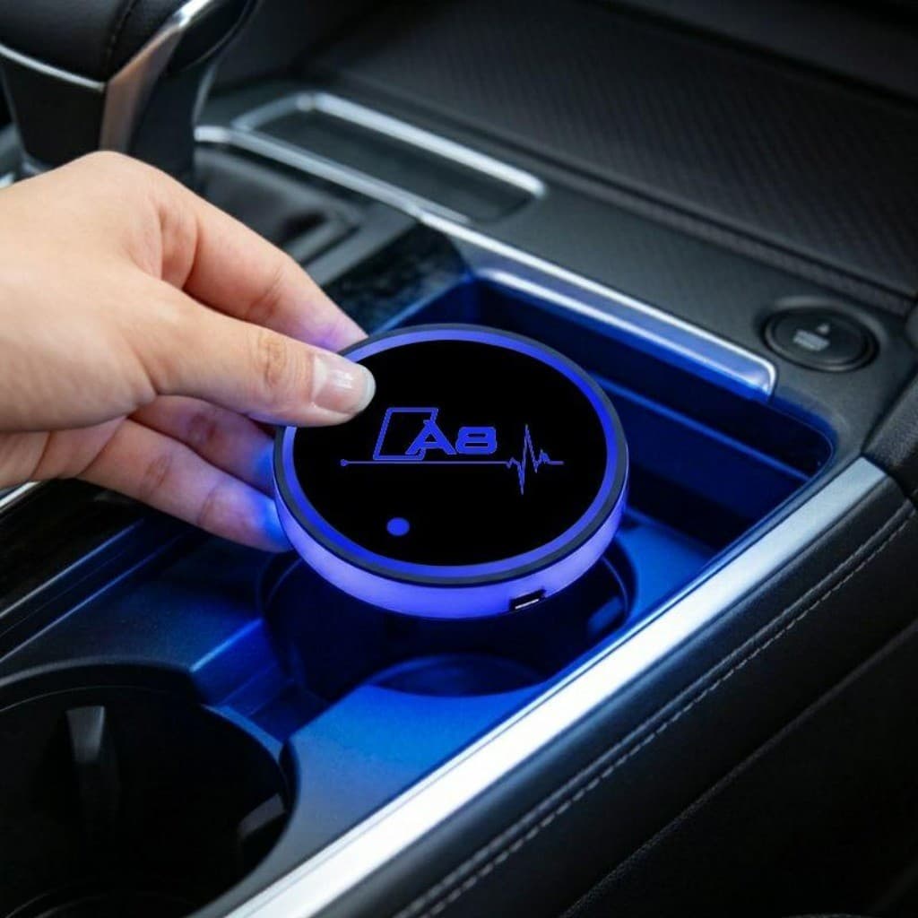 7 Cores Recarregável USB Tapete Porta Copos LED Artigos Automotivos For Audi A8 L Quattro Luxury Executive TFSI