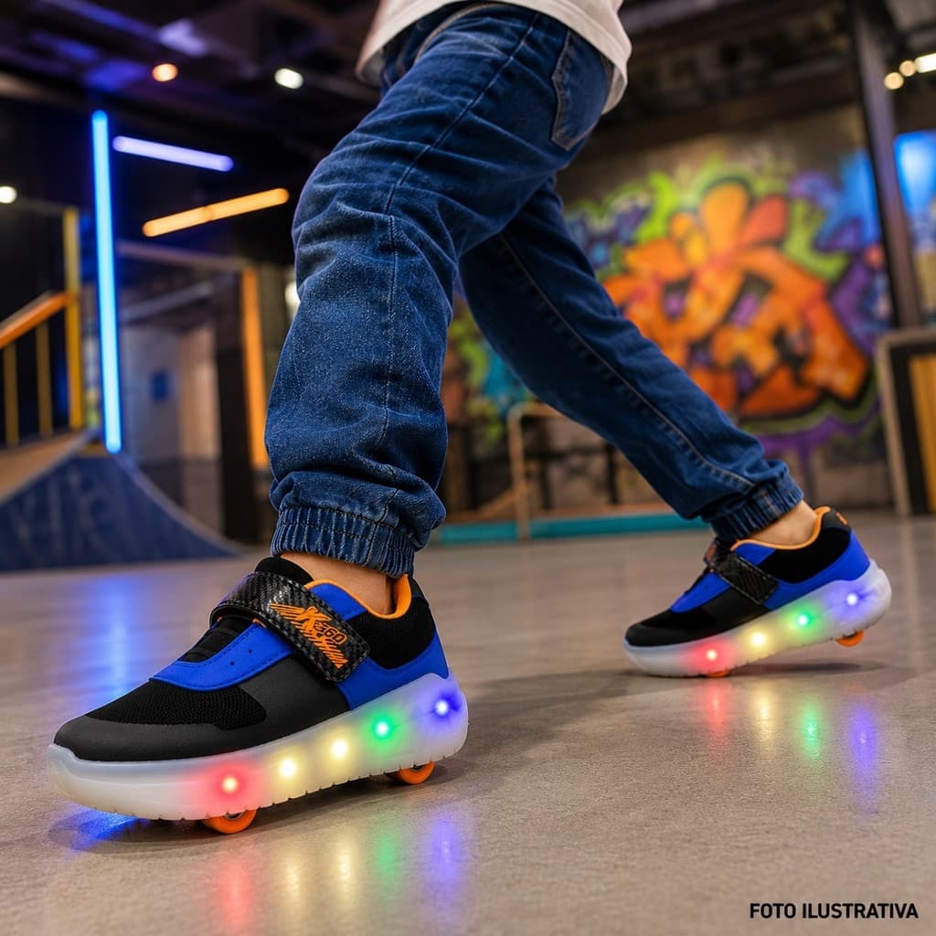 Tênis Infantil Kidy Veloz Rodinhas Luzes Led Menino 473.0001