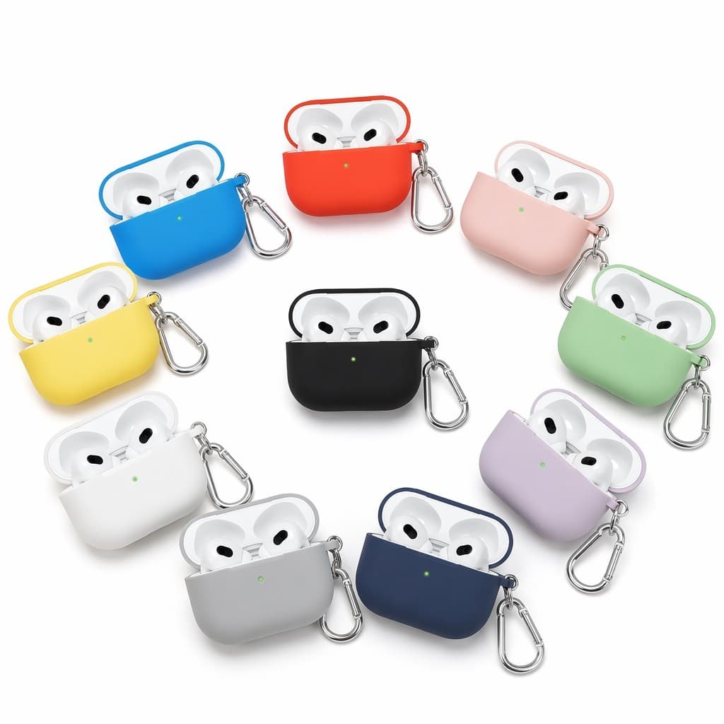 CCapinha de Silicone Resistente a Quedas para AirPods com Mosquetao Carregamento Facil 1 2 3 4  Pro Pro 2