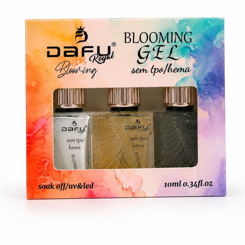 Kit com 12 Géis Blooming Gel Dafu para Nail Art Efeito Aquar