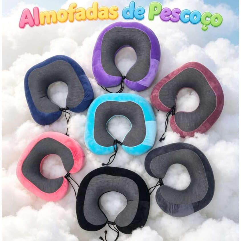 Almofada de Pescoço Macia com Cordão Ajustável, Apoio Cervical para Viagem, Carro e Avião