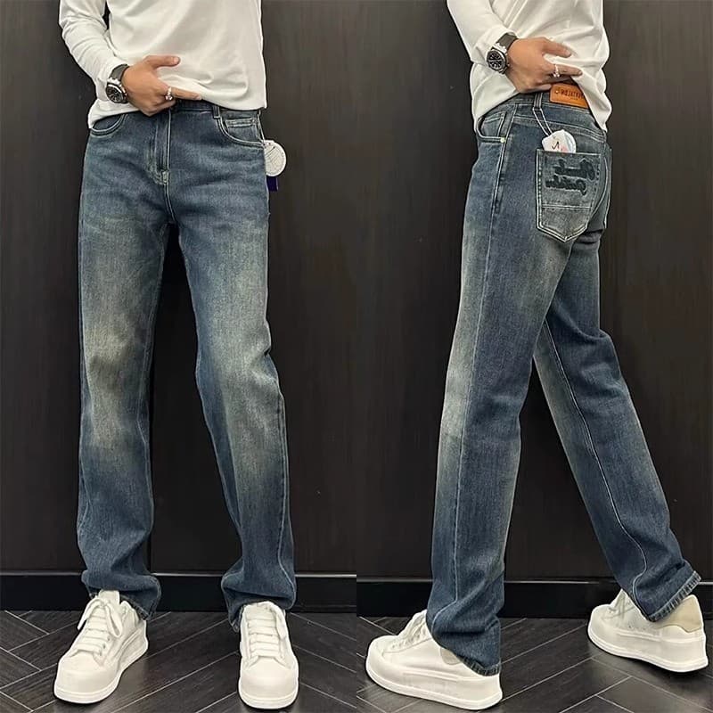 Outono estilo simples masculino Retro calças de perna larga bens europeus Street Wear juventude calças casuais estiramen