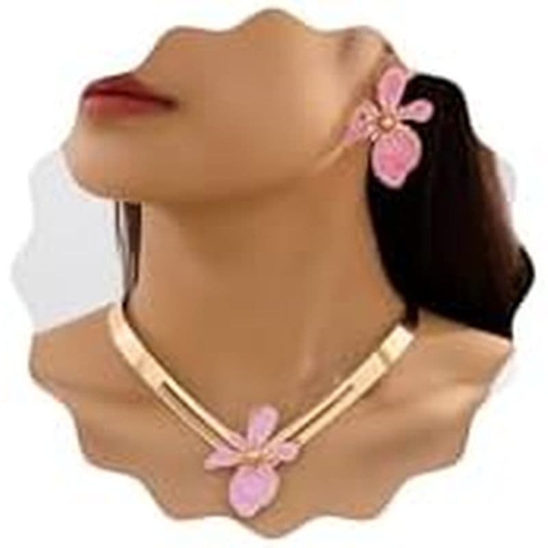 Conjunto De Brincos De Colar De Flores Para Mulheres Boho Ouro Esmalte Floral Gargantilha Colares Declaração Elegantes F