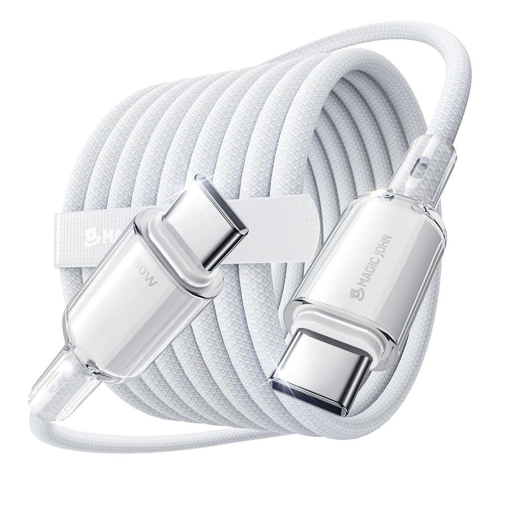 Cabo USB C para USB C MAGIC JOHN (1,2m), Cabo Carregador Tipo-C de Carregamento Rápido 60W, Velocidade de 480Mbps, Cabo