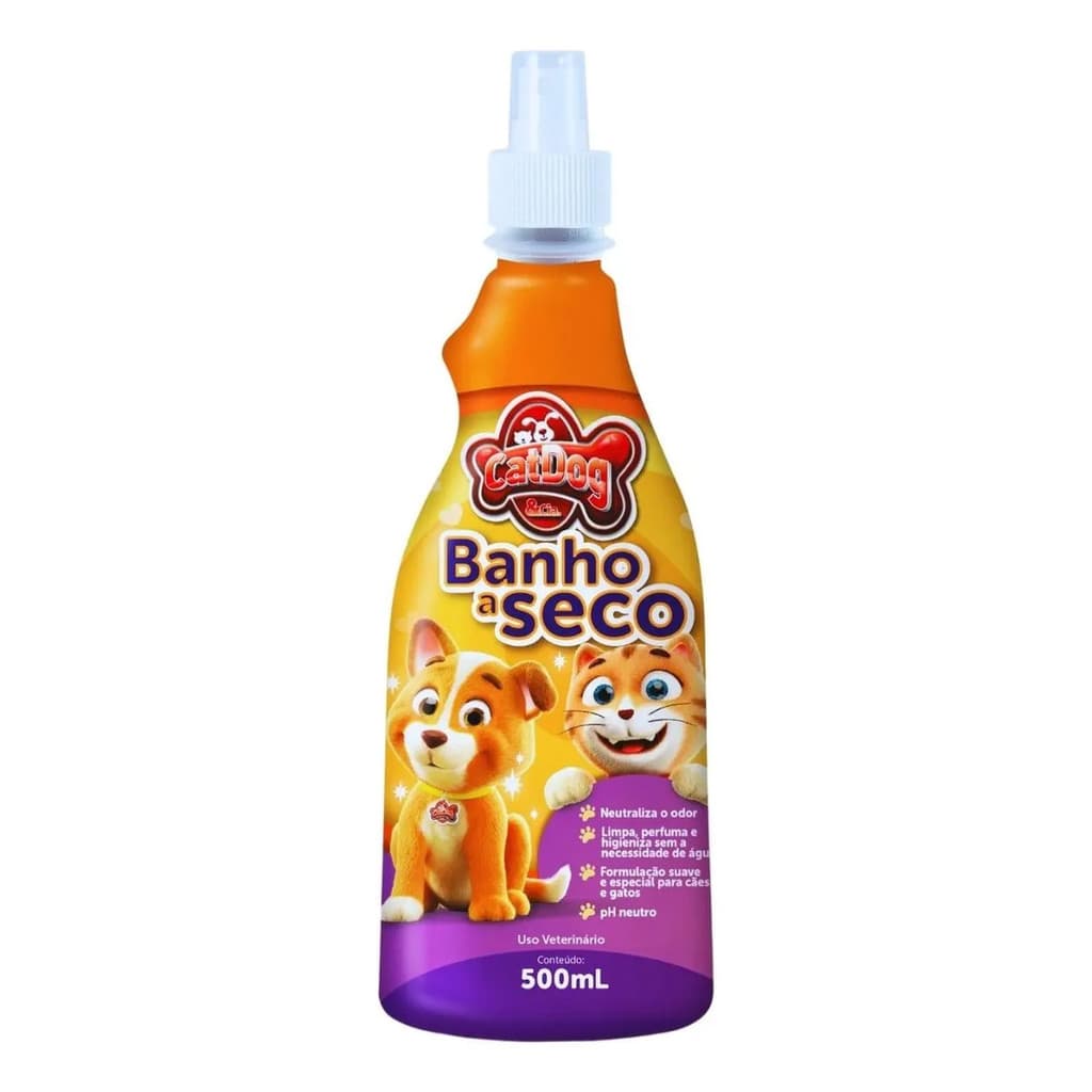 Banho a Seco para Cães e Gatos CatDog Higiene sem Água Pet Banho e Tosa 500ml