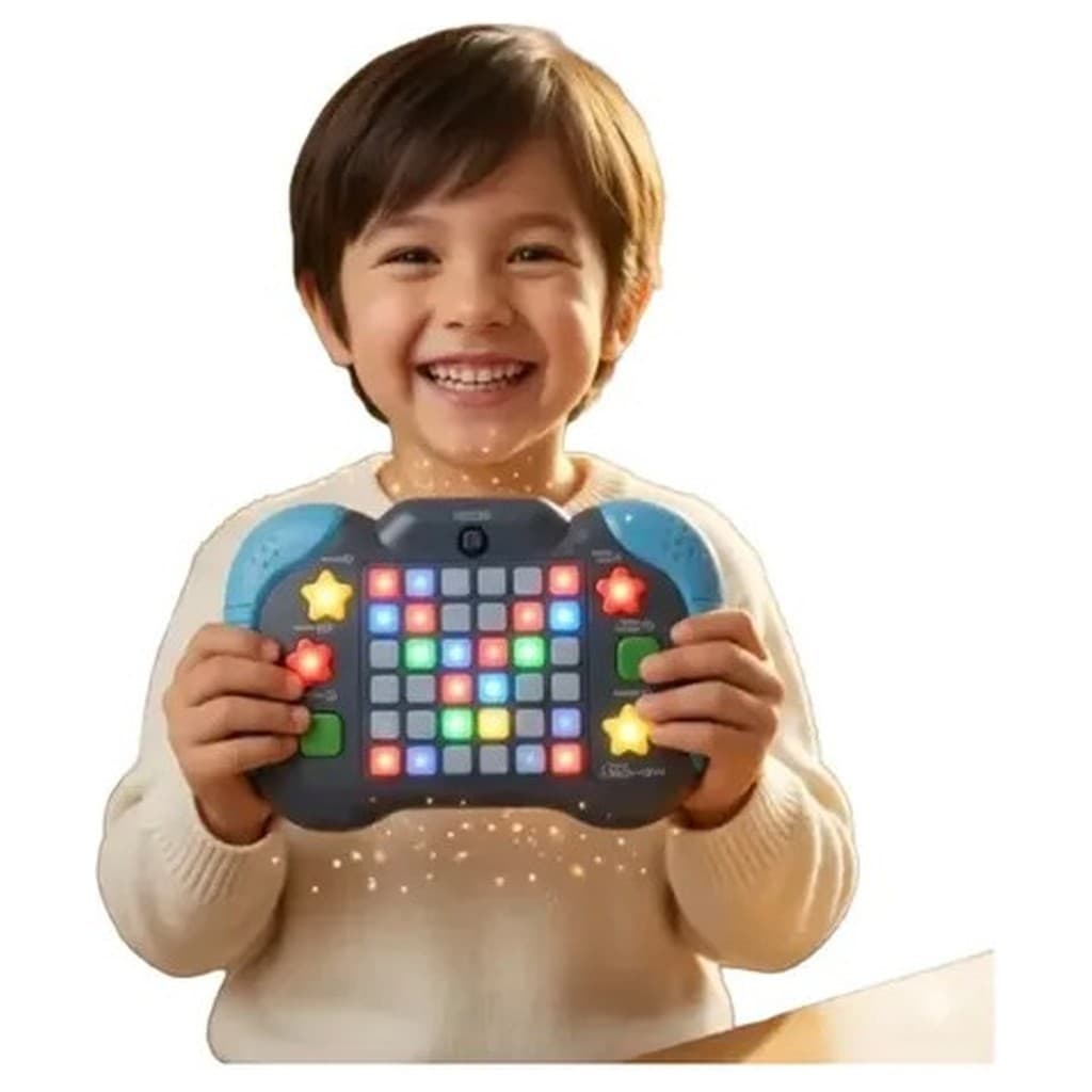 Jogo Memória Eletrônico 5 em 1 Shopline Treine Cérebro Brincando Luzes Sons Sequências Anti Ansiedade Aprendizado
