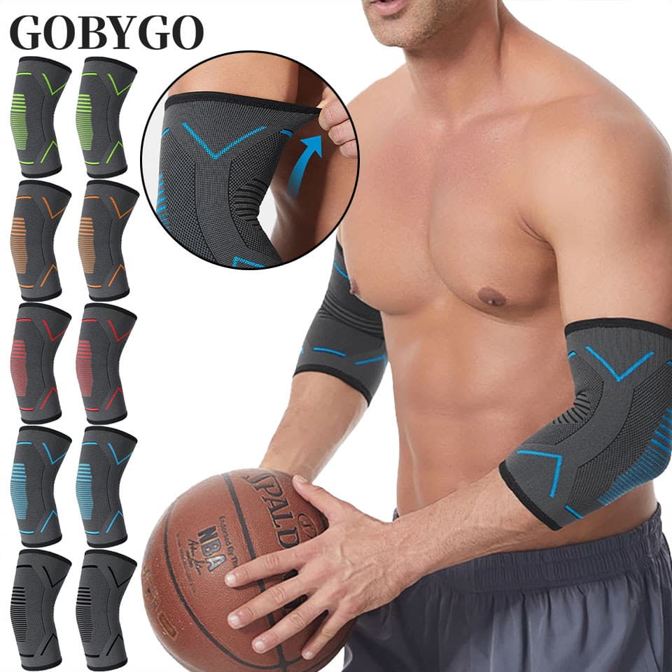DAYSELECT 1 Par De Cotoveleiras Elásticas Esportivas Aptidão Equitação Compressão Respirável Tricô Protetor De Cotovelo