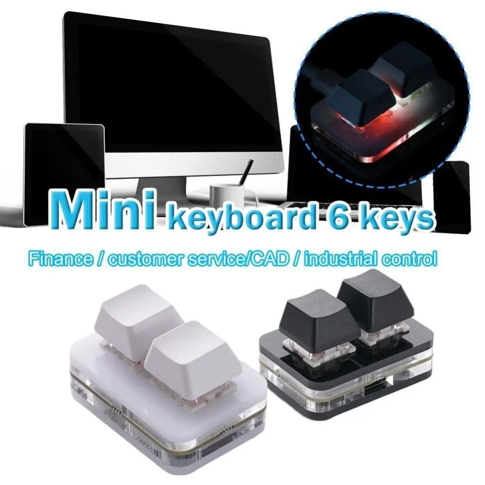 FIWICKA Mini Teclado Personalizado Com 2 Teclas , Acrílico Para Cópia E Pasta , Iluminação De Interruptor Vermelho , De