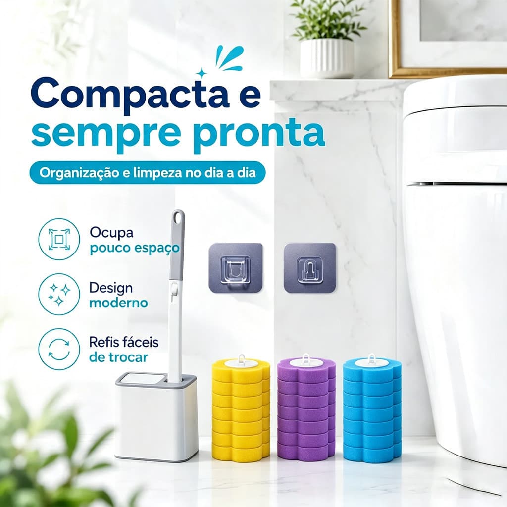 Disposable toilet brush set + 18 replacement deep cleaning sponges